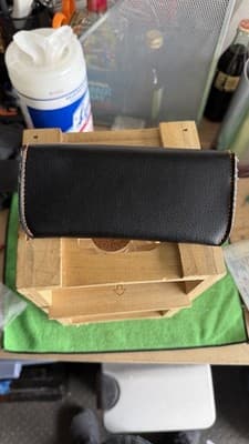 Harley-Davidson Leather Eyeglasses Case Black Orange Stitch Snap Pouch - Thumbnail 9