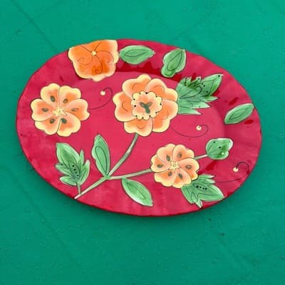 Temp-tations by Tara Oval Platter Poppy Red 10”