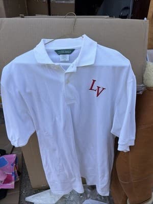 White Polo Shirt Outer Banks Cotton Embroidered Logo Size L - Thumbnail 2