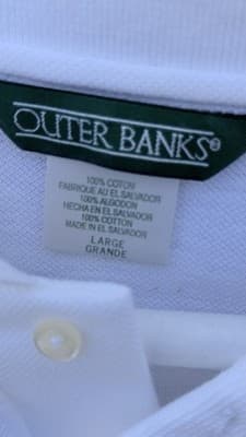 White Polo Shirt Outer Banks Cotton Embroidered Logo Size L - Thumbnail 3