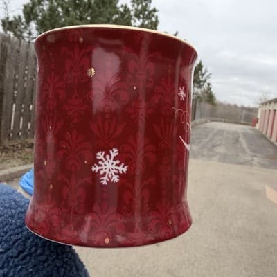 Starbucks 2010 Christmas Coffee Mug Tea Cup Gold Rim Red Birds Rosanna - Thumbnail 2