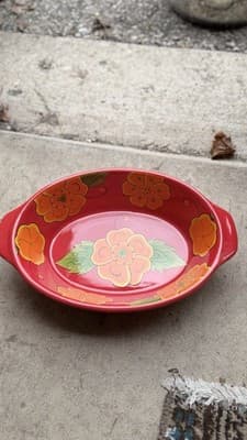Temptations Oval Baking Dish Poppy Passion 1.5 Qt Ovenware Red