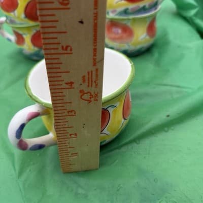 Italian Hand Painted Espresso Cups Set 6 Ceramic Colorful Italy - Thumbnail 5