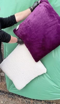 Set of 2 Faux Fur Euro Pillows 26x26 Plush Purple White Soft Decor