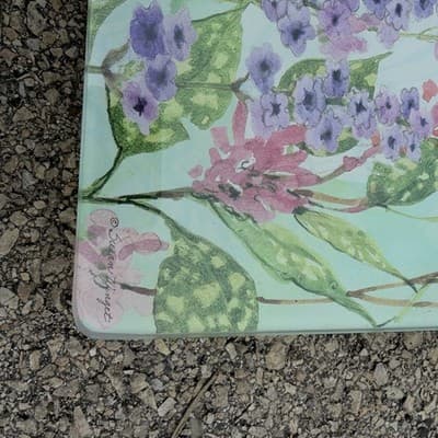 Large Floral Glass Tray Butterfly Serving Platter Home Decor - Thumbnail 5