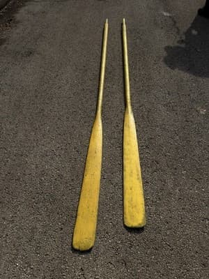 Vintage Wooden Canoe Paddles – 2 Yellow Oars – 60”