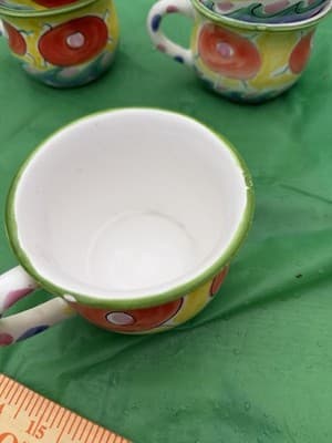 Italian Hand Painted Espresso Cups Set 6 Ceramic Colorful Italy - Thumbnail 3