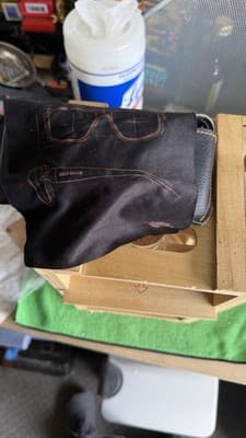 Harley-Davidson Leather Eyeglasses Case Black Orange Stitch Snap Pouch - Thumbnail 8
