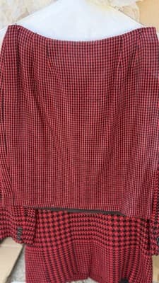 Vintage Linda Allard Ellen Tracy Houndstooth Suit Set Red Black Blazer Skirt - Thumbnail 3