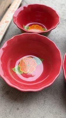 Temptations Set of 4 Ramekins Poppy Passion Red Ovenware Bowls - Thumbnail 3