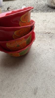 Temptations Set of 4 Ramekins Poppy Passion Red Ovenware Bowls - Thumbnail 7