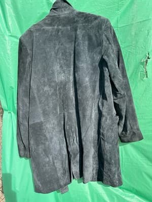 Dennis Basso Black Genuine Leather Coat Women’s M Classic Long Jacket - Thumbnail 7