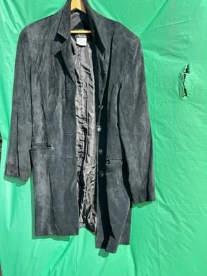 Dennis Basso Black Genuine Leather Coat Women’s M Classic Long Jacket - Thumbnail 2