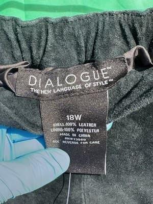 Dialogue Black Genuine Leather Skirt Women’s 18W Plus Size Midi A-Line - Thumbnail 2