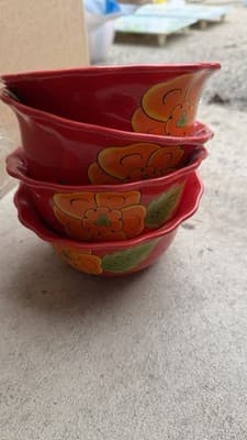 Temptations Set of 4 Ramekins Poppy Passion Red Ovenware Bowls - Thumbnail 8