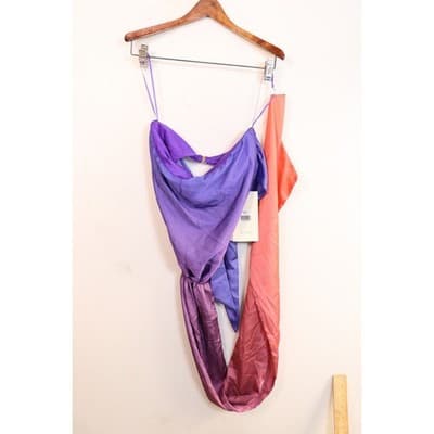 Baobab Mar Dress Sunset Purple Coral Gradient Silk Feel Resort Wear XS NWT