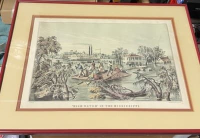 Currier & Ives “High Water in the Mississippi” Framed Print F.E. Palmer