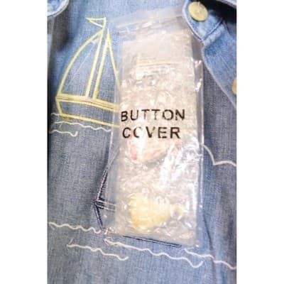 Quacker Factory Sailboat Denim Shirt Medium Blue Short Sleeve Button Covers - Thumbnail 11
