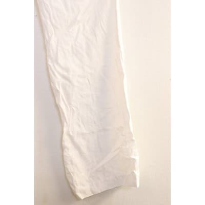White Textured Straight Leg Trousers Cotton Blend Side Pockets Zip Fly Pants - Thumbnail 2