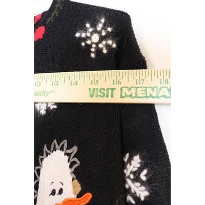 Quacker Factory Snowman Christmas Cardigan Sweater Black Womens Medium Holiday - Thumbnail 8