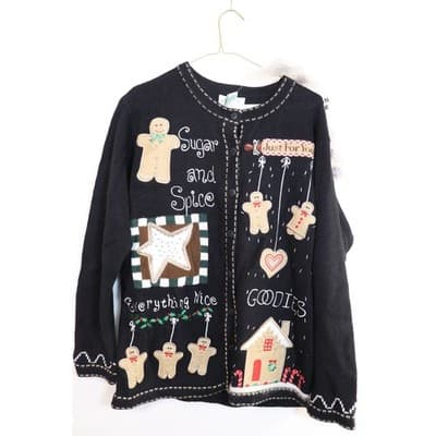 Tiara International Sugar and Spice Gingerbread Christmas Cardigan Sweater M - Thumbnail 9