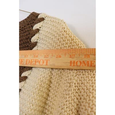 Semplice Brown Cream 100% Wool Colorblock Whipstitch Sweater Made in Uruguay M - Thumbnail 4