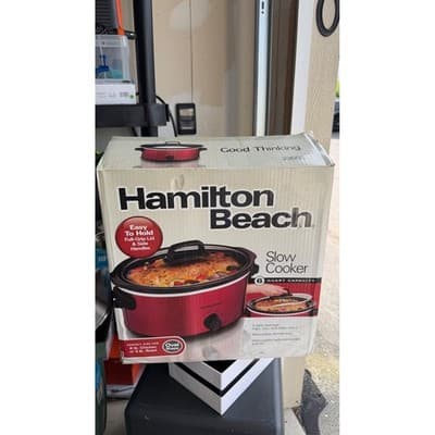 Hamilton Beach 6 Quart Oval Slow Cooker Metallic Red 33666 New Open Box - Thumbnail 2