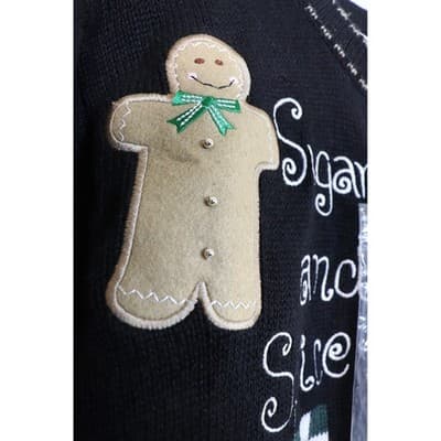Tiara International Sugar and Spice Gingerbread Christmas Cardigan Sweater M - Thumbnail 3