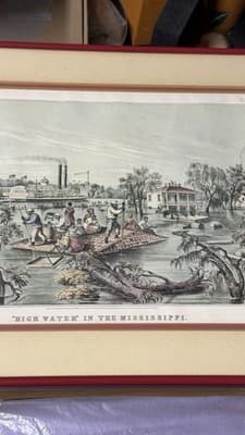 Currier & Ives “High Water in the Mississippi” Framed Print F.E. Palmer - Thumbnail 3