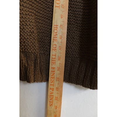 Semplice Brown Cream 100% Wool Colorblock Whipstitch Sweater Made in Uruguay M - Thumbnail 5