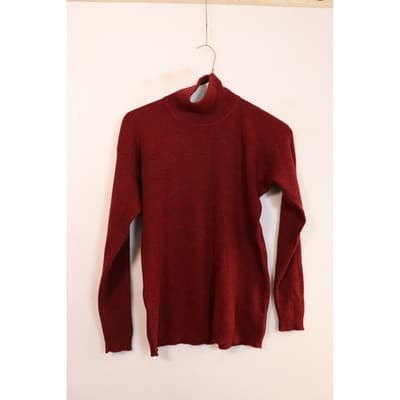 Linda Allard Ellen Tracy Petite Red 100% Pure Wool Turtleneck Sweater Small A19