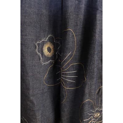 Susan Graver Denim Floral Embroidered A-Line Skirt Blue Crochet Trim A19 - Thumbnail 8