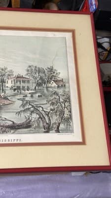 Currier & Ives “High Water in the Mississippi” Framed Print F.E. Palmer - Thumbnail 2