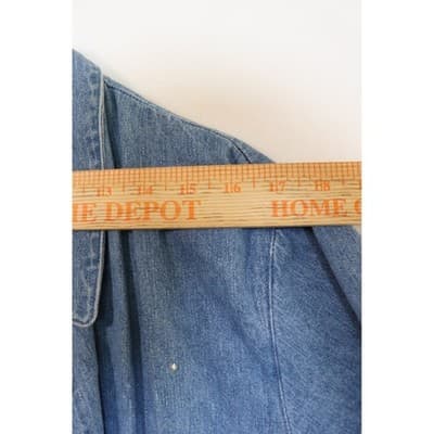 Quacker Factory Sailboat Denim Shirt Medium Blue Short Sleeve Button Covers - Thumbnail 8