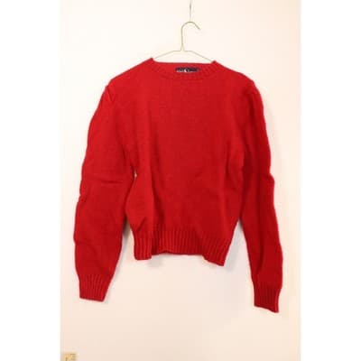 Ralph Lauren Red 100% Wool Crewneck Sweater Mens Large RN 58567 Vintage Style