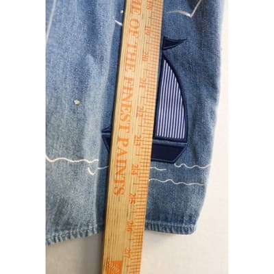 Quacker Factory Sailboat Denim Shirt Medium Blue Short Sleeve Button Covers - Thumbnail 5