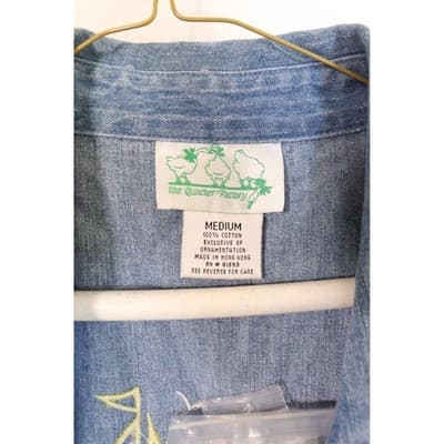 Quacker Factory Sailboat Denim Shirt Medium Blue Short Sleeve Button Covers - Thumbnail 10
