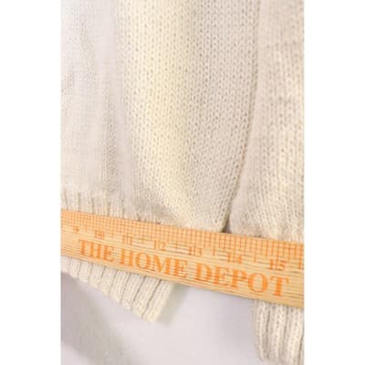 Vintage Fair Isle Knit Sweater Cream Brown Geometric Yoke Crew Neck A19 - Thumbnail 6