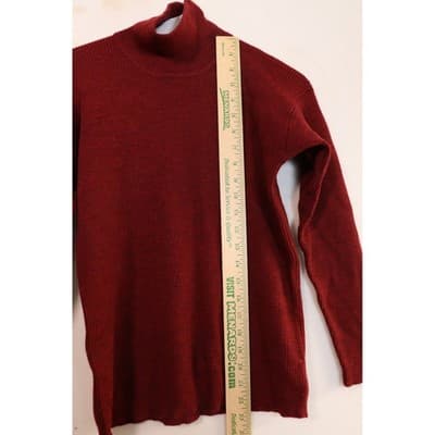 Linda Allard Ellen Tracy Petite Red 100% Pure Wool Turtleneck Sweater Small A19 - Thumbnail 4