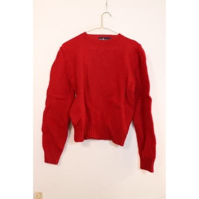 Ralph Lauren Red 100% Wool Crewneck Sweater Mens Large RN 58567 Vintage Style - Thumbnail 2
