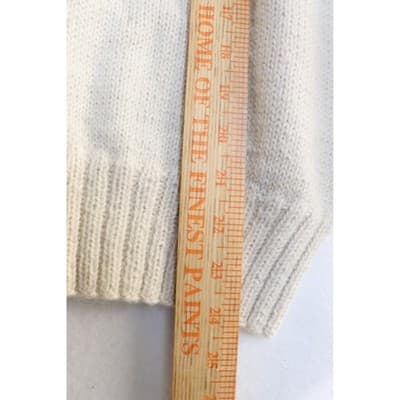 Vintage Fair Isle Knit Sweater Cream Brown Geometric Yoke Crew Neck A19 - Thumbnail 5