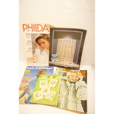 Vintage 70s 80s Knitting Crochet Pattern Book Lot McCalls Phildar Mon Tricot