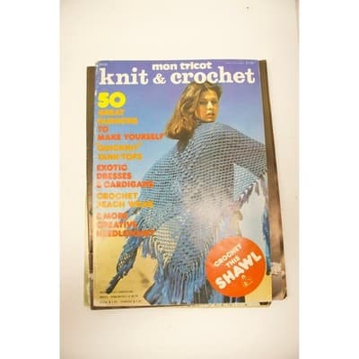 Vintage 70s 80s Knitting Crochet Pattern Book Lot McCalls Phildar Mon Tricot - Thumbnail 5