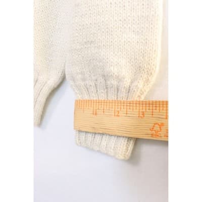 Vintage Fair Isle Knit Sweater Cream Brown Geometric Yoke Crew Neck A19 - Thumbnail 7