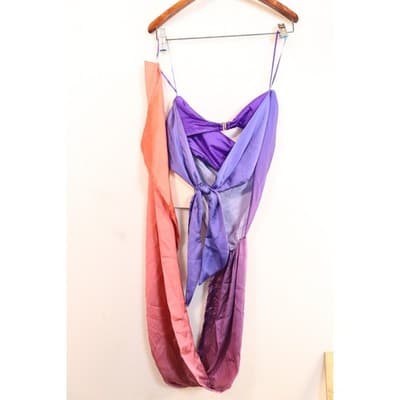 Baobab Mar Dress Sunset Purple Coral Gradient Silk Feel Resort Wear XS NWT - Thumbnail 7