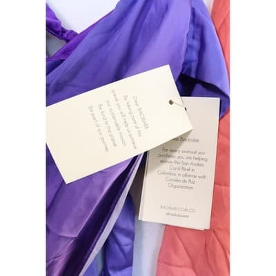 Baobab Mar Dress Sunset Purple Coral Gradient Silk Feel Resort Wear XS NWT - Thumbnail 4