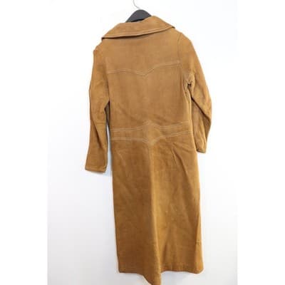 Vintage Saks Fifth Avenue Brown Suede Leather Lace Up Maxi Duster Coat 70s Boho - Thumbnail 14