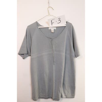 Jones New York 100% Silk Knit Short Sleeve Tie Neck Top Blue 1X RN 54050 - Thumbnail 5