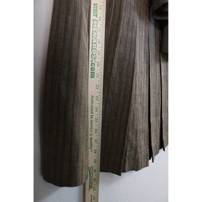 Vintage Brown Pinstripe Skirt Suit Set Double Breasted Blazer Pleated Skirt 10 - Thumbnail 7