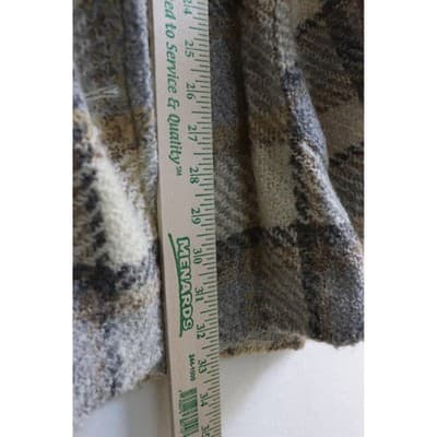 Vintage Made in Ireland Plaid Wool Blend Shawl Collar Cardigan Coat Blue Tan M - Thumbnail 4